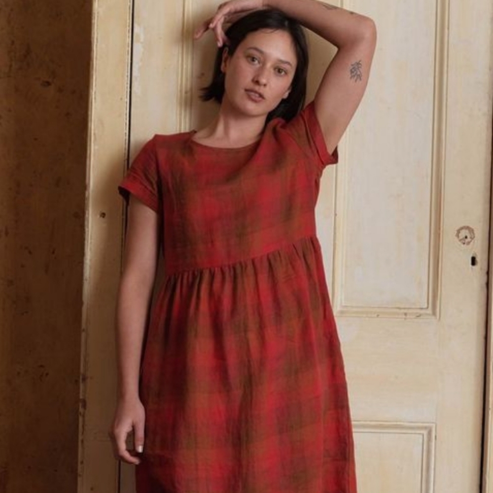 Pyne & Smith | Paloma Check Linen Mini Dress Size XS